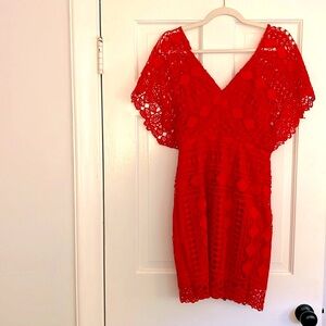 Red Lulu’s Crochet Cocktail Dress